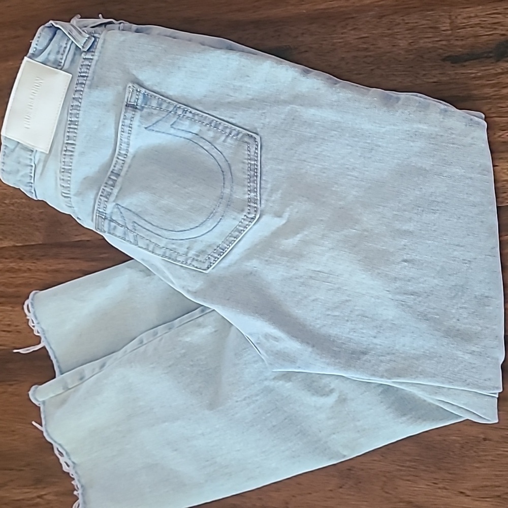 True Religion Starr Mid Rise Cropped Straight Leg Jeans Size 28